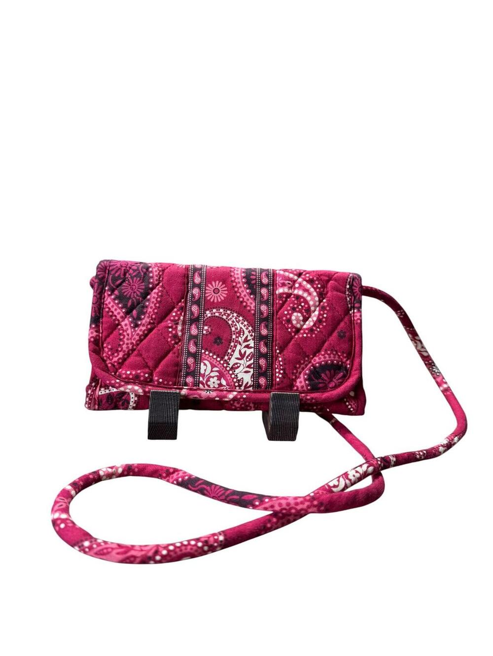 Vera Bradley Quilted Crossbody Wallet in Pink Paisley Print